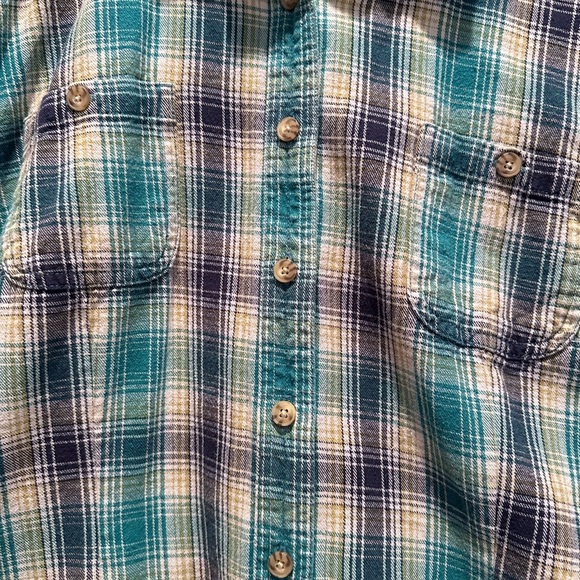 Duluth Trading Co Women's Blue Plaid Flannel Button Down Cotton Shirt Size XL - Picture 4 of 5